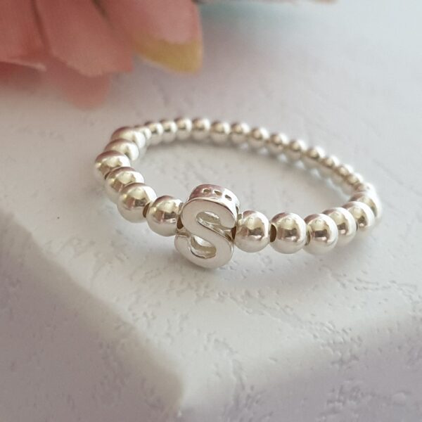 Initial silver bead ring